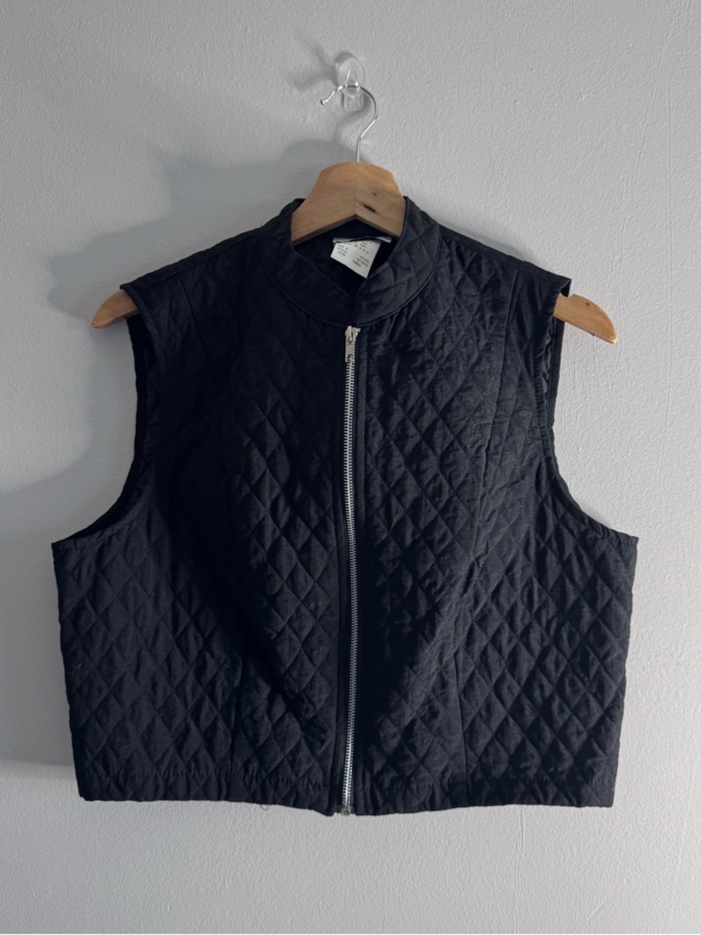 Vintage Niki-Lee California Black Diamond Quilted Vest Zip-Up High Neck - Size L